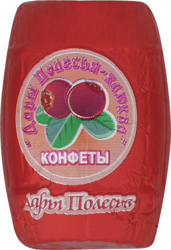 Конфеты шоколадные ДАРЫ ПОЛЕСЬЯ полубочонки с пюре из клюквы, весовые, изображение