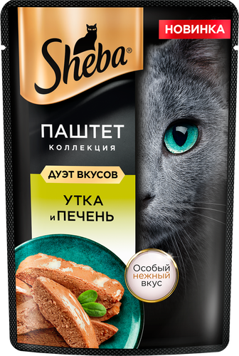 Корм консервированный для кошек SHEBA Нежный паштет утка и печень, 75г, картинка