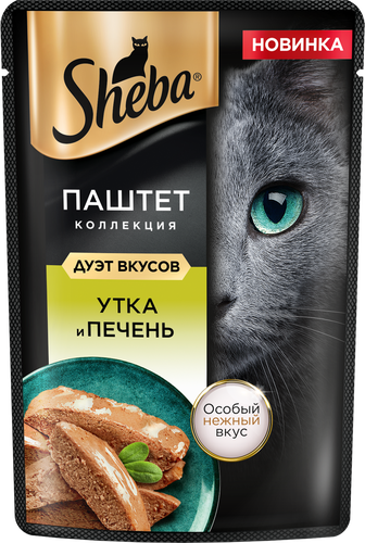Корм консервированный для кошек SHEBA Нежный паштет утка и печень, 75г, фото