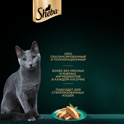Корм консервированный для кошек SHEBA Нежный паштет утка и печень, 75г, фото