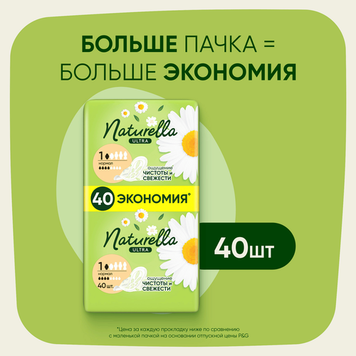 Прокладки NATURELLA Ultra Нормал, с крылышками, 40шт, крупный план