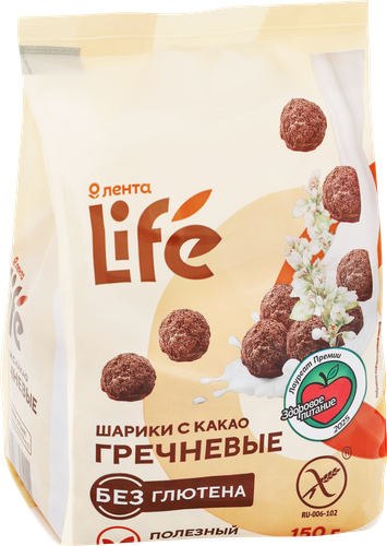 Шарики гречневые ЛЕНТА LIFE с какао, безглютеновые, 150г, картинка