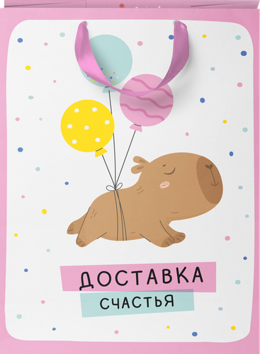 Пакет подарочный CITY HOME TRADE Котик и Капибара 18х22,7х10см, Арт. M, изображение