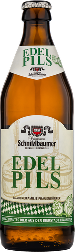 Пиво светлое SCHNITZLBAUMER Edel Pils фильтрованное 4,9%, 0.5л, крупный план