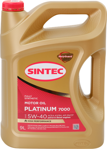 Масло моторное SINTEC Platinum 7000 5W-30 A3/B4 SL/CF, синтетическое, 9л, изображение