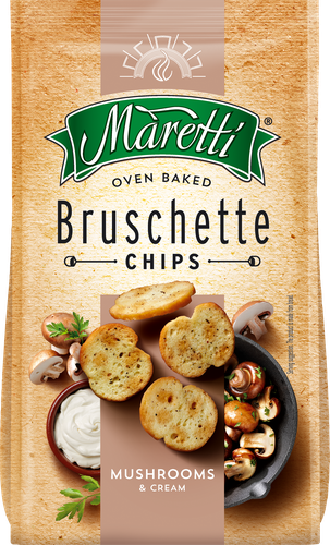 Сухарики пшеничные MARETTI Брускетти, со вкусом грибы со сметаной, 80г, фото