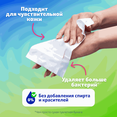 Бумага туалетная влажная ZEMMA Нежная ромашка, 40шт, изображение