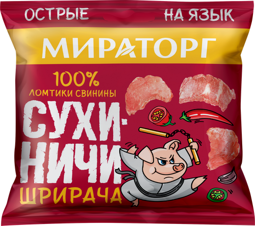 Снеки мясные МИРАТОРГ Сухиничи Шрирача, из свинины, 40г, вид