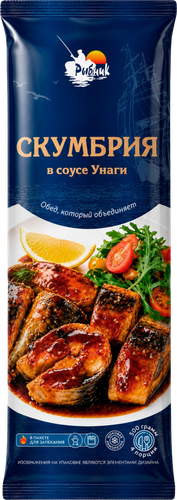 Скумбрия свежемороженая РЫБНИК в соусе унаги, 500г, изображение