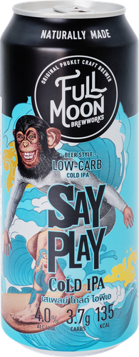 Пиво светлое FULL MOON SAY PLAY COLD IPA нефильтрованное пастеризованное 4%, 0.49л, изображение