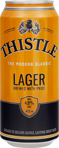 Пиво светлое THISTLE LAGER фильтрованное пастеризованное 4,8%, 0.473л, фото