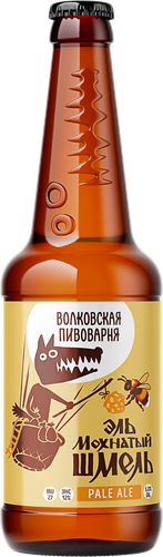 Пиво светлое ВОЛКОВСКАЯ ПИВОВАРНЯ Эль Мохнатый шмель нефильтрованное пастеризованное осветленное 5%, 0.45л, фотография