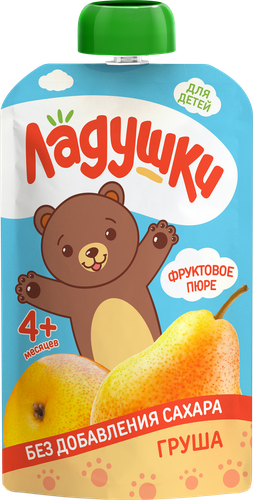 Пюре фруктовое ЛАДУШКИ Груша, с 4 месяцев, 85г, крупный план