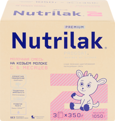 Смесь молочная NUTRILAK Premium 2 на козьем молоке, с 6 месяцев, 1050г, детальное фото