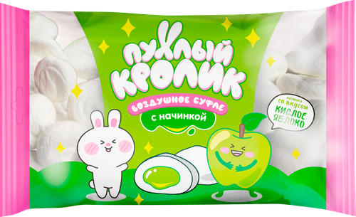 Суфле ПУХЛЫЙ КРОЛИК воздушное со вкусом кислого яблока, 85г, изображение