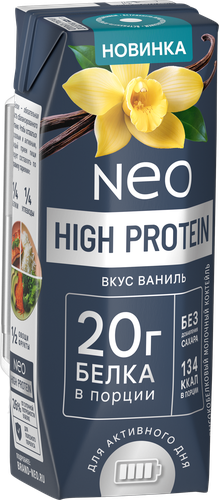 Коктейль молочный ультрапастеризованный NEO Ваниль высокобелковый обезжиренный, без змж, 260г, картинка