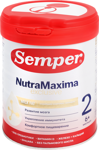 Смесь молочная SEMPER НутраМаксима Эксклюзив 2, с 6 месяцев, 800 г, картинка