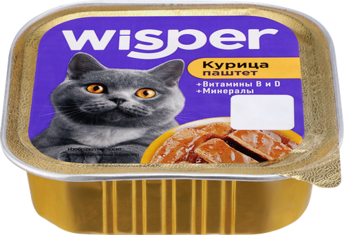 Корм консервированный для кошек WISPER Паштет с курицей, 100г, фото