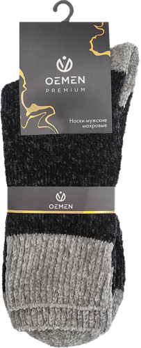 Носки плюшевые мужские OEMEN р. 25–31, серые с узором, Арт. PM356-2, картинка