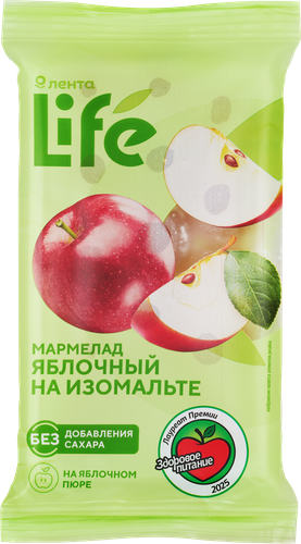 Мармелад желейно-фруктовый формовой ЛЕНТА LIFE Яблочный, на изомальте, 175г, вид