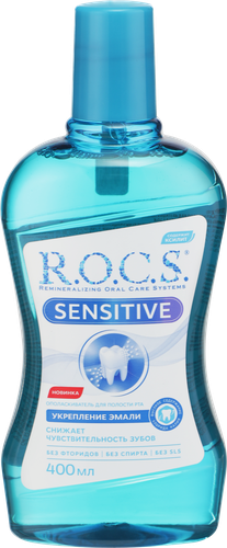 Ополаскиватель для полости рта R.O.C.S. Sensitive, для укрепления эмали и снижения чувствительности зубов, 400мл, картинка