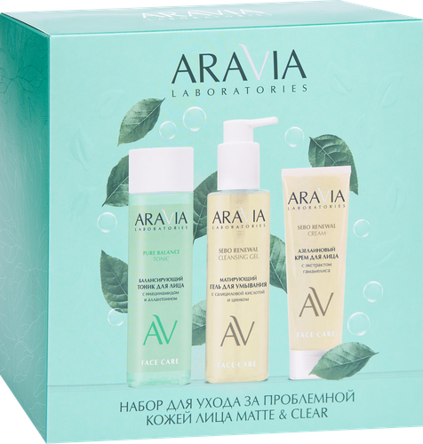 Набор подарочный ARAVIA LABORATORIES Matte&Clear, для ухода за проблемной кожей лица, 475мл, фото