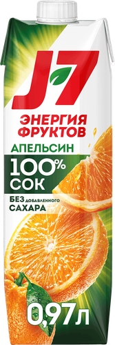 Сок J7 Апельсин с мякотью, без сахара, 0.97л, изображение
