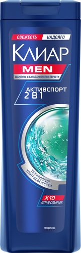 Шампунь-бальзам-ополаскиватель для волос мужской CLEAR Активспорт 2в1, против перхоти, 200мл, картинка