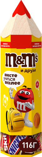 Набор подарочный M&M'S & FRIENDS Снова в школу, карандаш, 116г, изображение