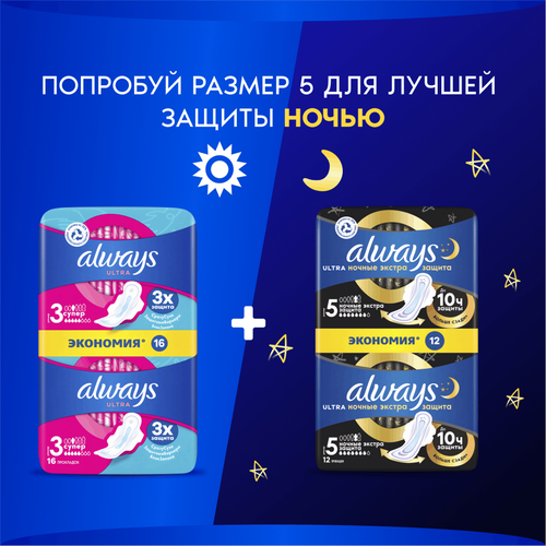 Прокладки ALWAYS Ultra Супер, с крылышками, 16шт, крупный план