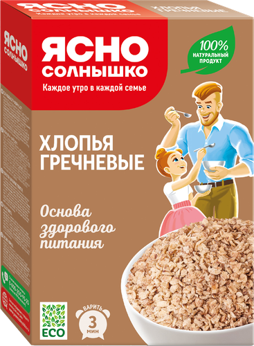 Хлопья гречневые ЯСНО СОЛНЫШКО, 375г, фото