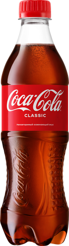 Напиток COCA-COLA сильногазированный, 0.5л, крупный план