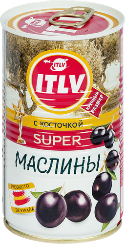 Маслины с косточкой ITLV Super черные, 350г, вид