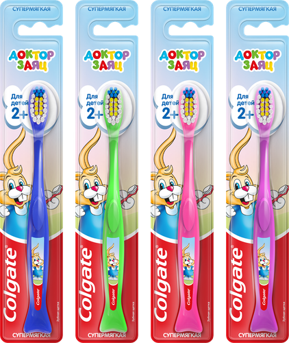 Зубная щетка детская COLGATE Доктор Заяц ультрамягкая, с 2 лет, вид