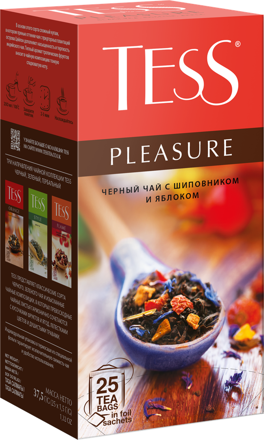 Чай черный TESS Pleasure с добавками, 25пак, предпросмотр