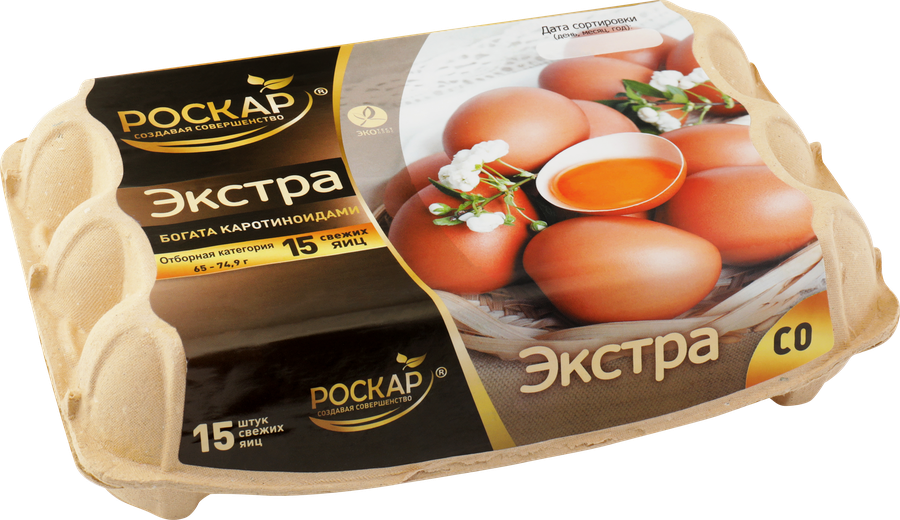 Яйцо куриное РОСКАР Экстра СО столовое, 15шт, предпросмотр