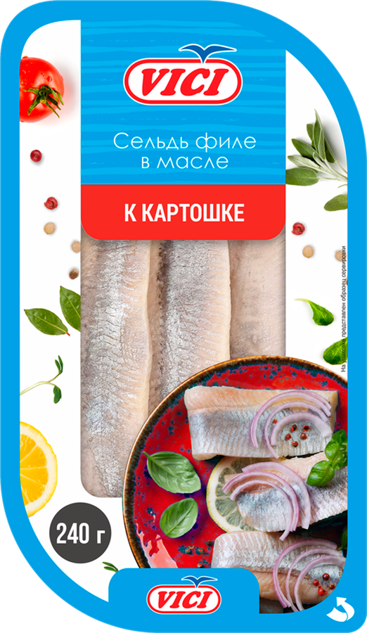 Сельдь VICI К картошке, филе в масле, 240г, превью