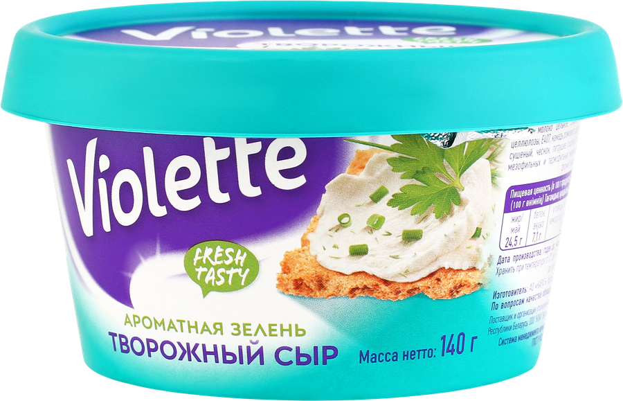 Сыр творожный КАРАТ Violette с зеленью 70%, без змж, 140г, превью