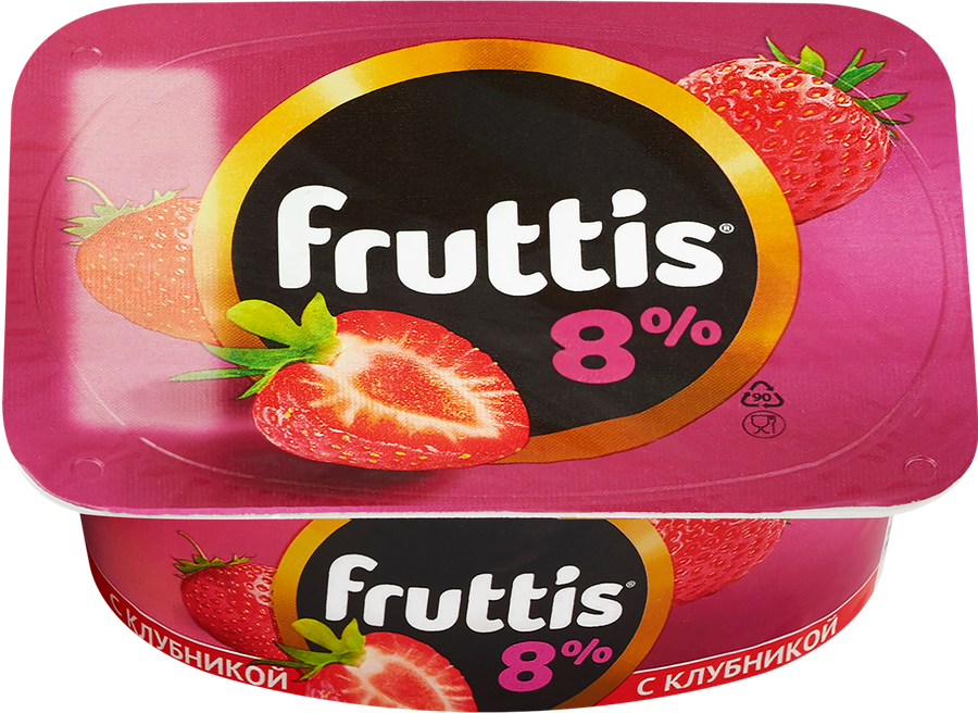 Продукт йогуртный FRUTTIS Суперэкстра Клубника/Яблоко, груша 8%, без змж, 115г, превью