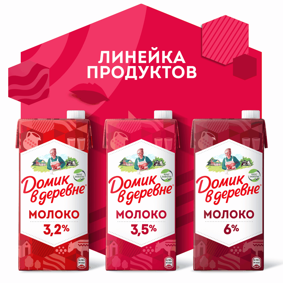Молоко ультрапастеризованное ДОМИК В ДЕРЕВНЕ 3,5%, без змж, 950г, предпросмотр