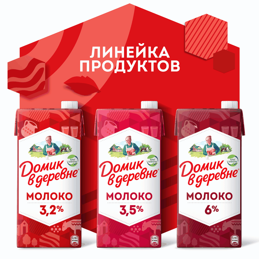 Молоко ультрапастеризованное ДОМИК В ДЕРЕВНЕ 3,2%, без змж, 950г, предпросмотр