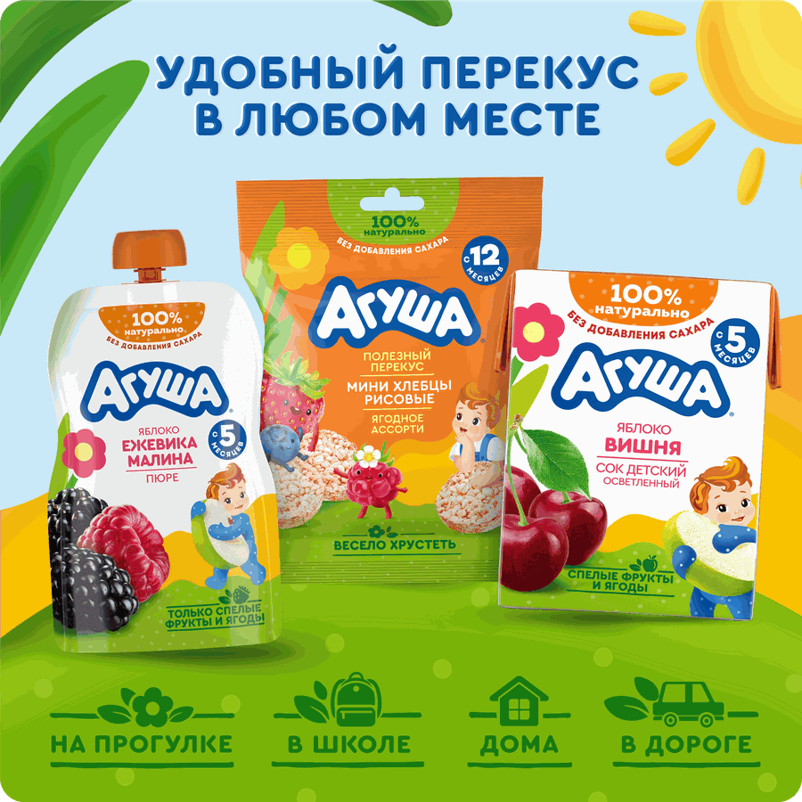 Сок детский АГУША Яблоко с мякотью, с 4 месяцев, 200мл, превью