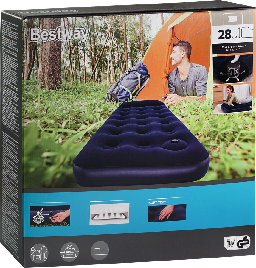 Матрас надувной BESTWAY Easy Inflate одноместный 185х76х28см, со 
встроенным ножным насосом, Арт. 67223, превью