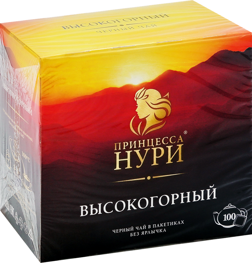 Чай черный ПРИНЦЕССА НУРИ Высокогорный байховый, 100пак, предпросмотр