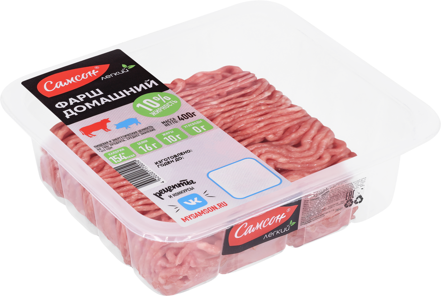 Фарш из свинины и говядины САМСОН Домашний, категория Б, 400 г, превью