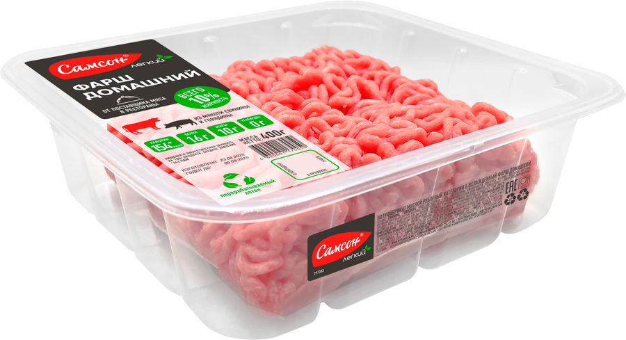 Фарш из свинины и говядины САМСОН Домашний, категория Б, 400 г, предпросмотр