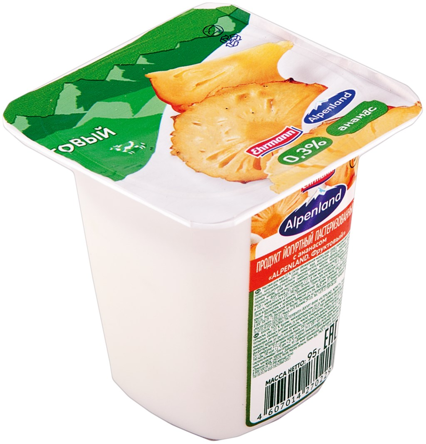 Продукт йогуртный EHRMANN Alpenland Киви, крыжовник, ананас 0,3%, без змж, 95г, предпросмотр