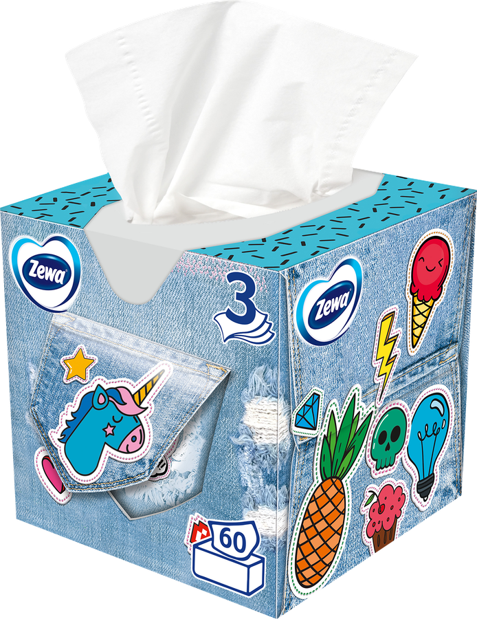 Салфетки бумажные ZEWA Kids 3-слоя, в коробке, 60шт, предпросмотр