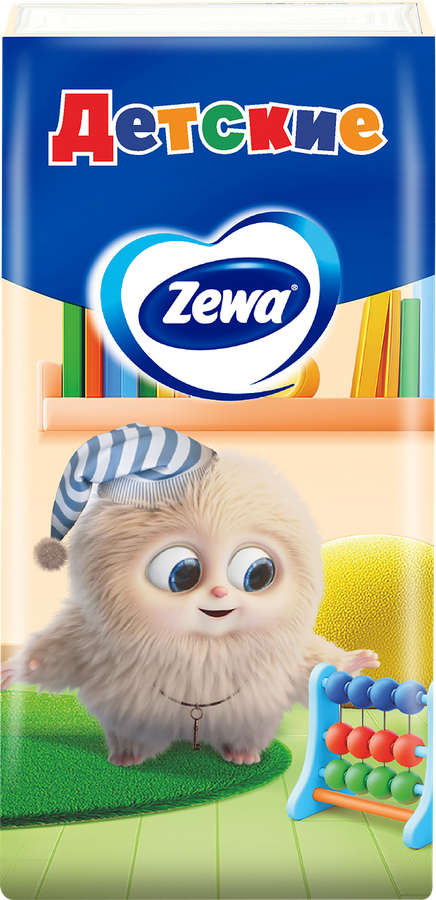 Платочки бумажные детские ZEWA Kids носовые, 3-слоя, 10x10шт, превью