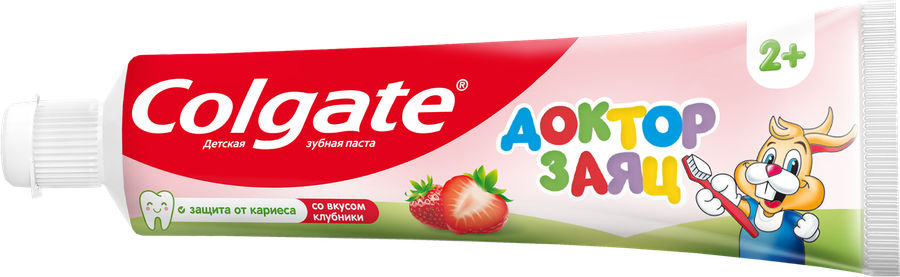 Зубная паста детская COLGATE Доктор Заяц со вкусом клубники, защита от кариеса с фторидом, с 2 лет, 50мл, предпросмотр
